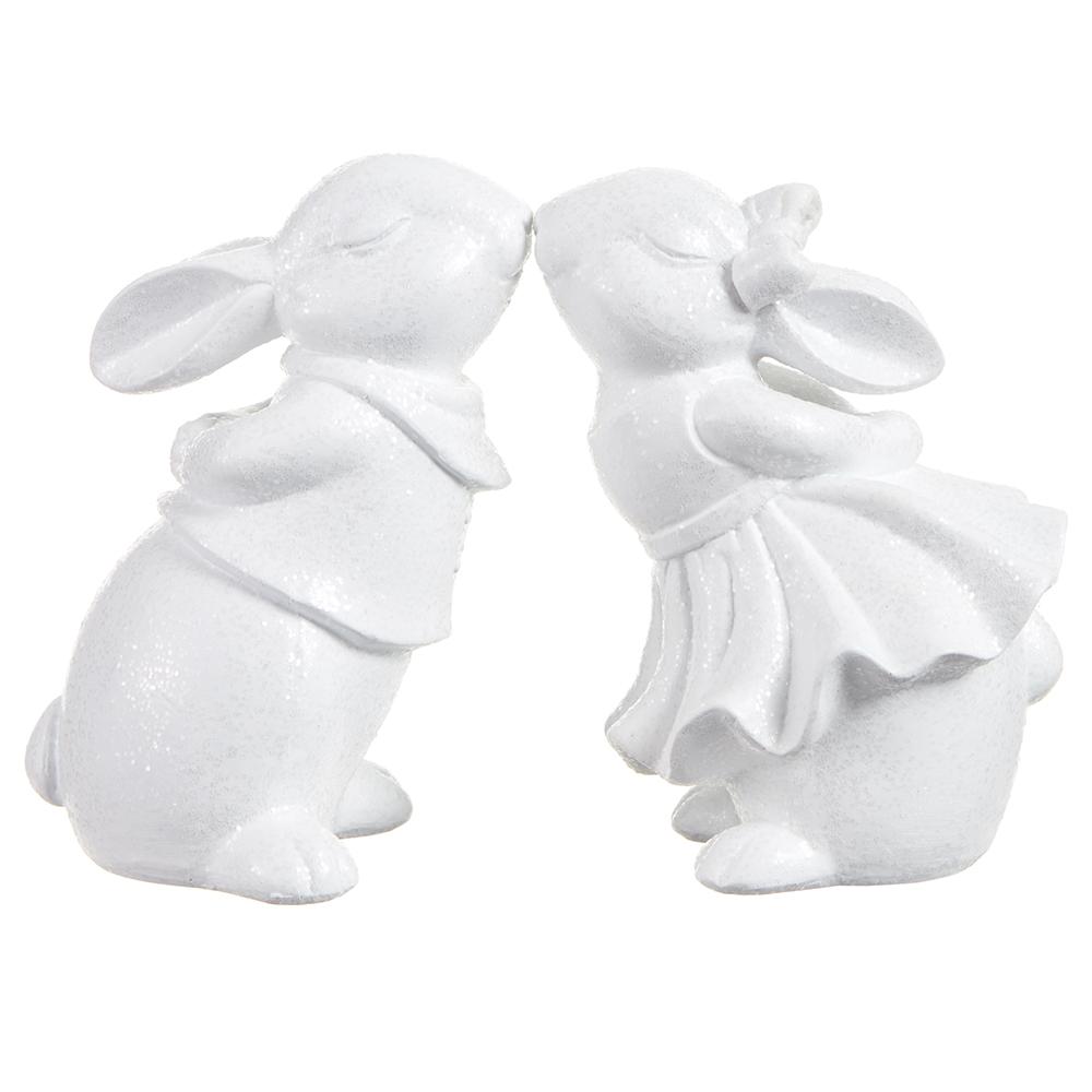 6" Glittered Kissing Bunny (SOLD AS SET OF 2 - GIRL/BOY)