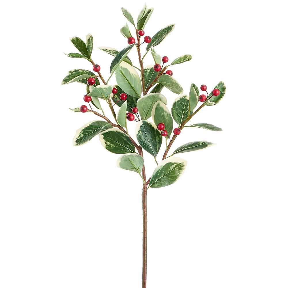 26"Berry Leaf Spray - Variegated Red