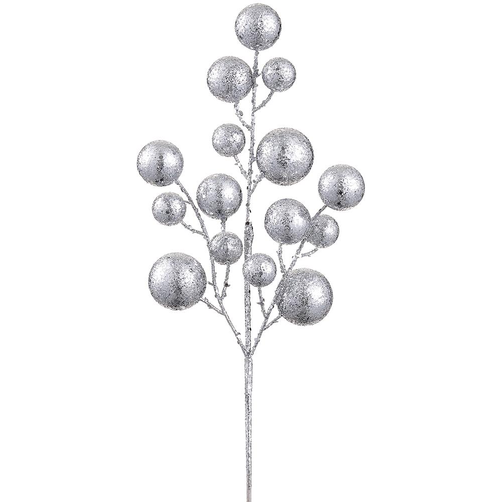 21" Glittered Ball Spray - Silver