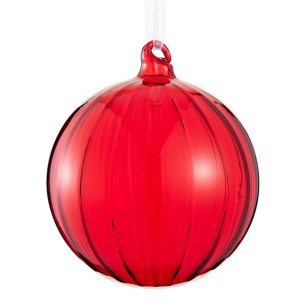 4" Glass  Ball Ornament   - Red