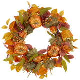 24" Pumpkin + Berry Wreath