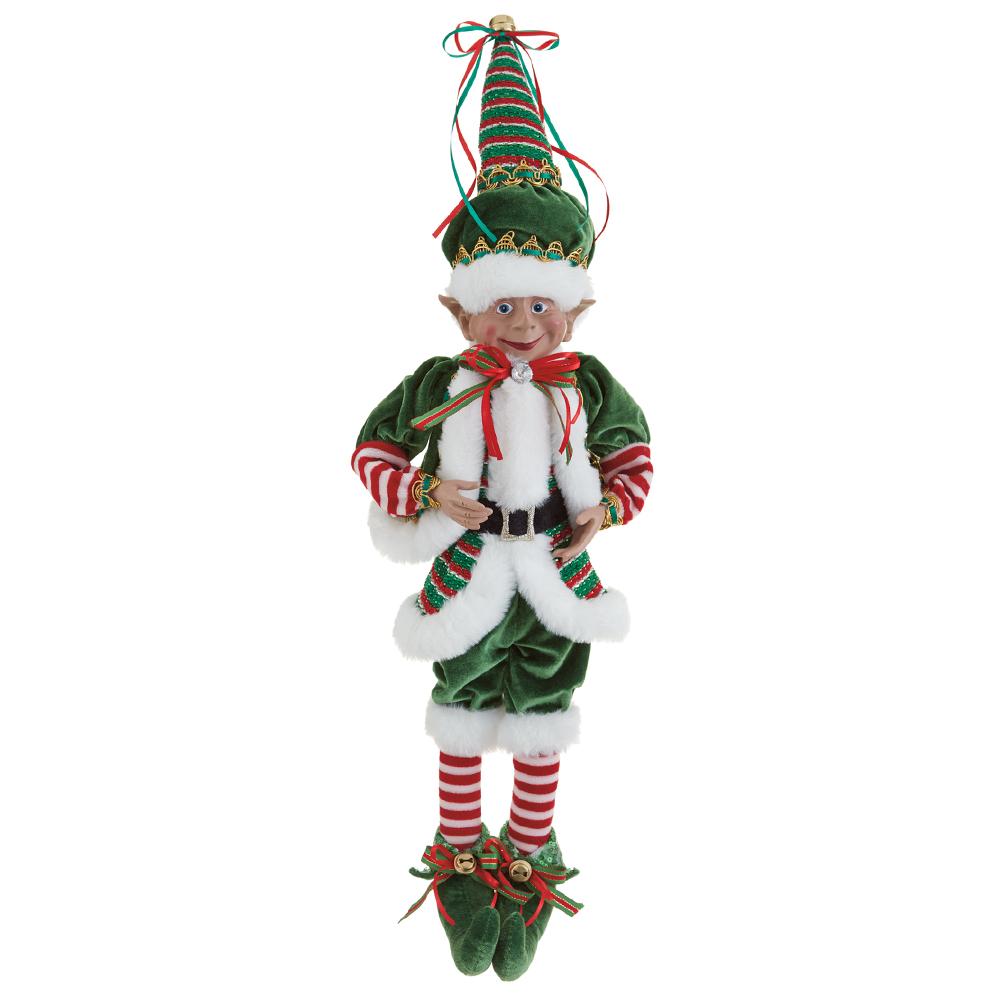 26" H Jingle Bell Elf - Green + Red
