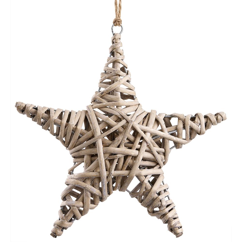 10"Wicker Star Ornament Be/Br
