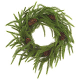 12" Green + Brown Wreath with Cones