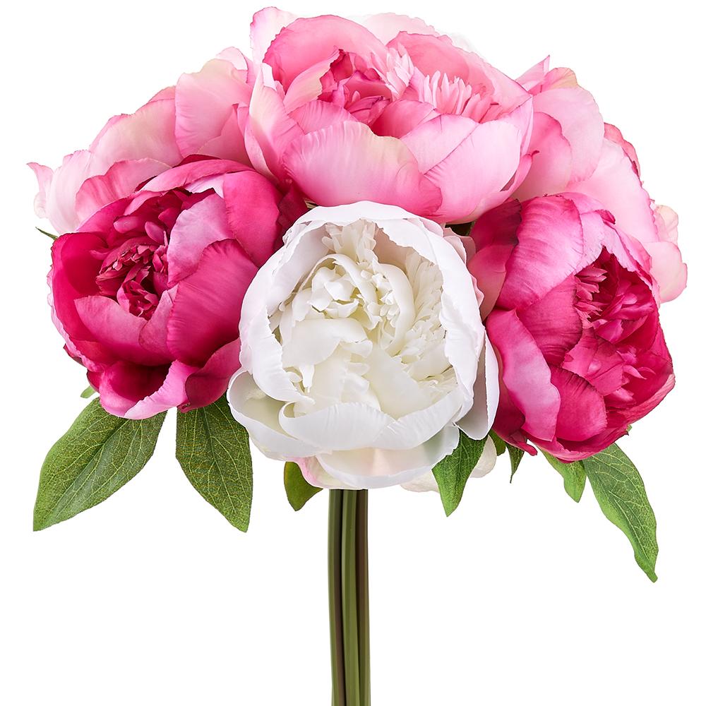 13"Peony Bouquet - Pink + White