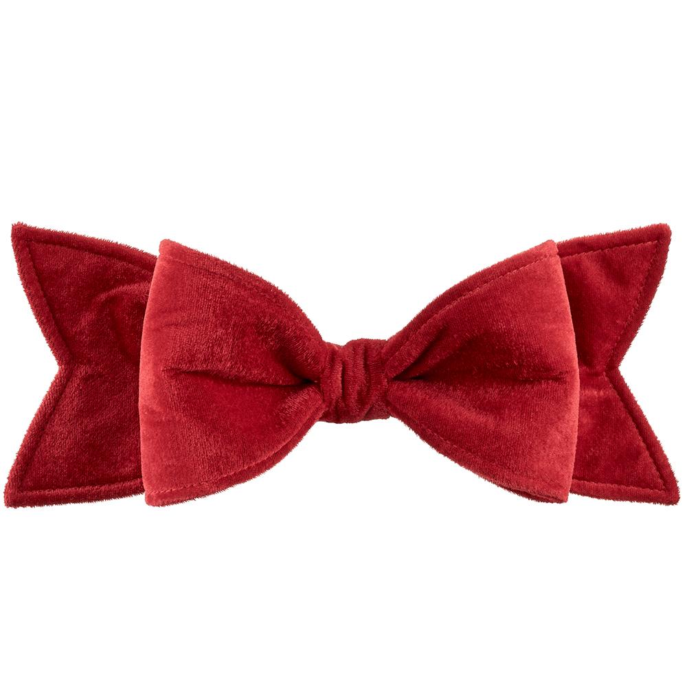 4.5"Wx12"L Velvet Bow Ornament - Red