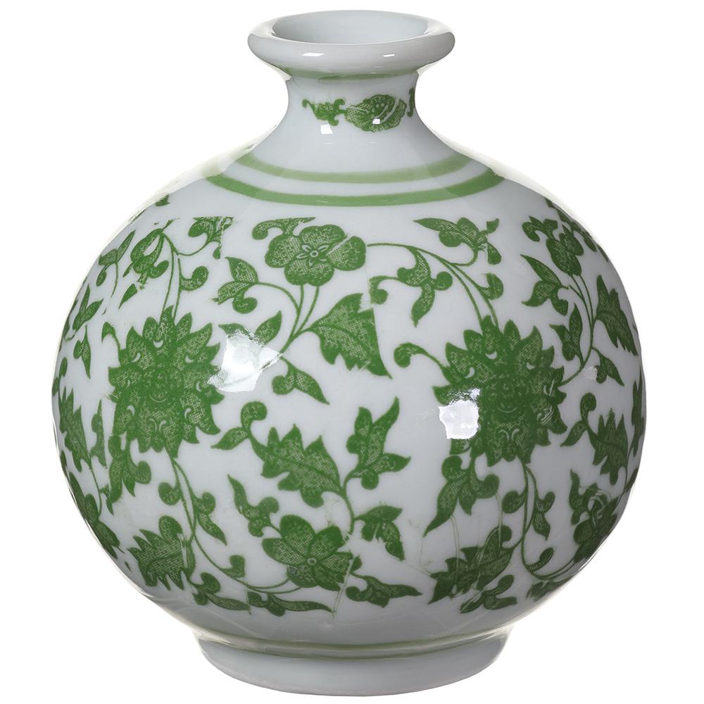 3.5" Ceramic Vase - Green + White