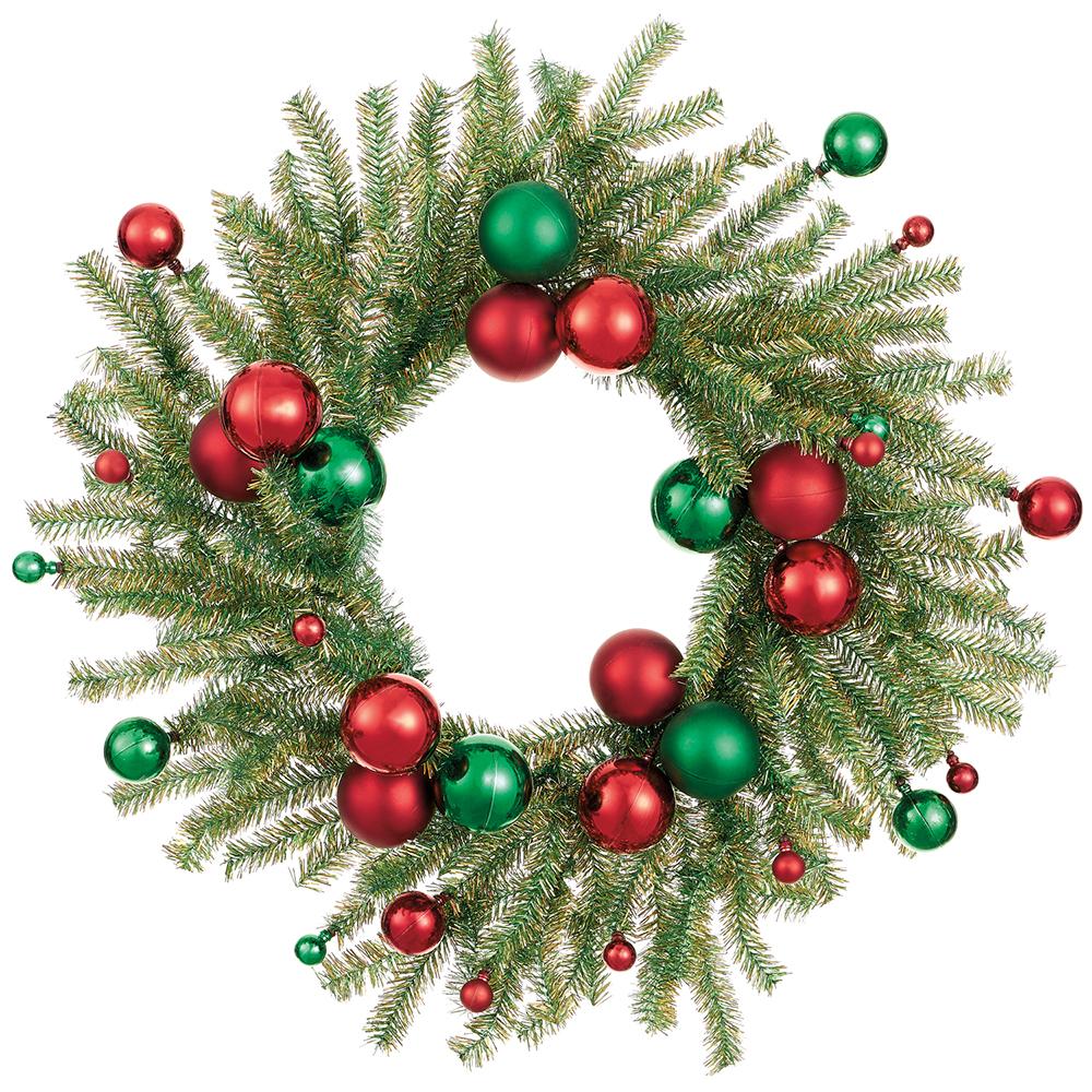 24" Ornament   Ball/ Tinsel Wreath