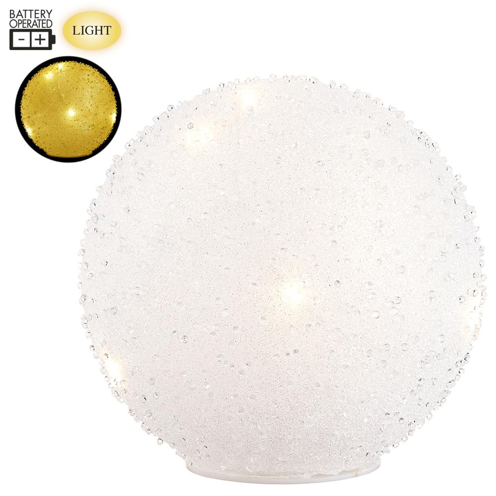 6"B/O Gla.Ball Tab.Top W/Light - Clear