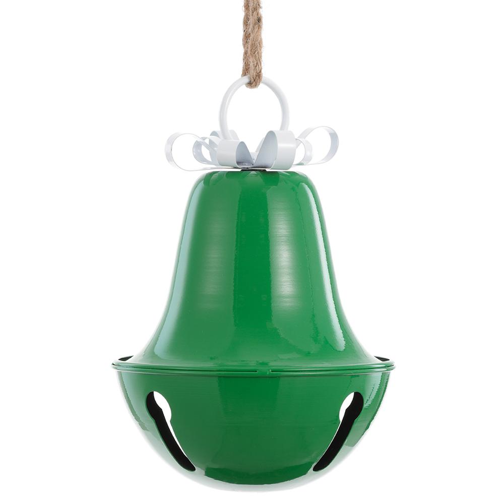 12"  Metal  Bell Ornament  - Green