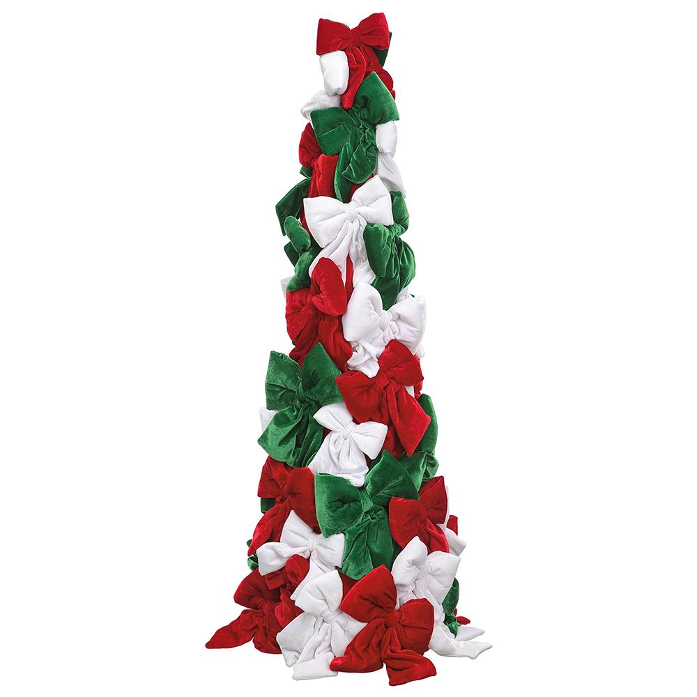 47" Velvet Bow Cone Topiary