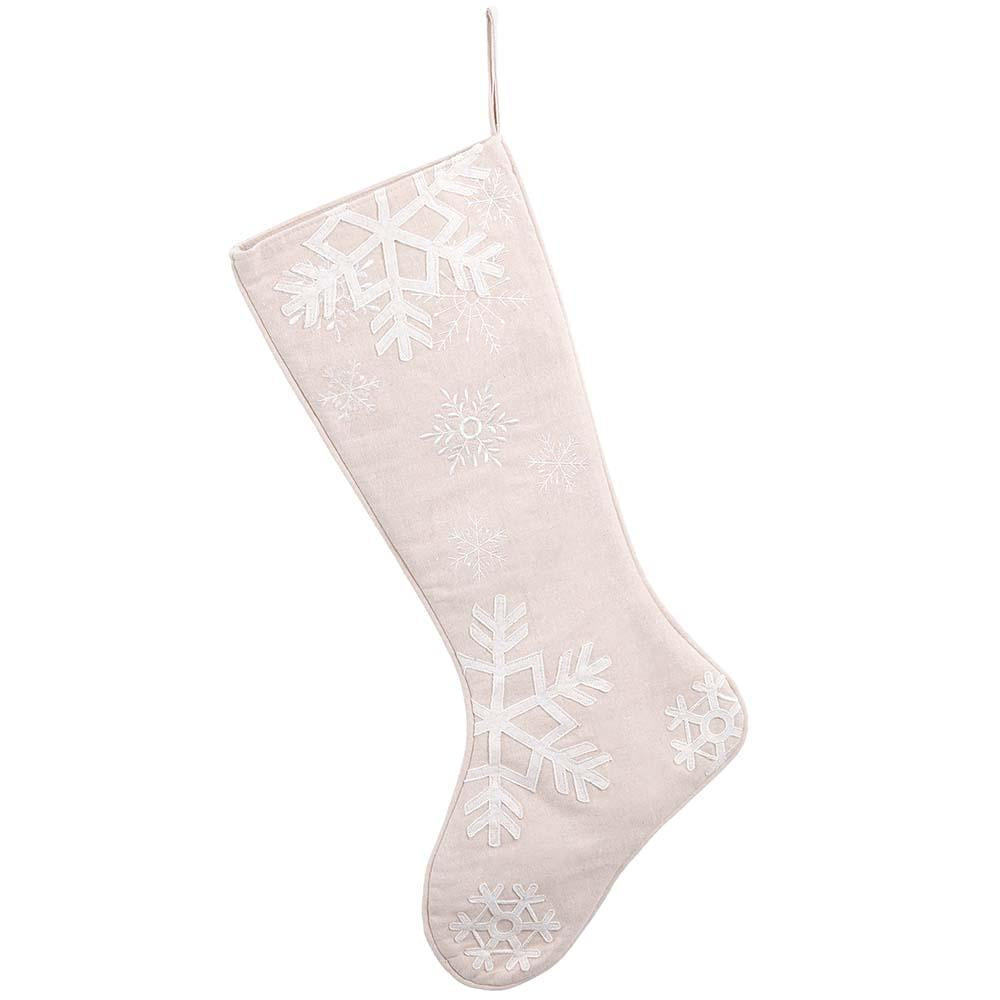 25" White + Cream Snowflake Stocking