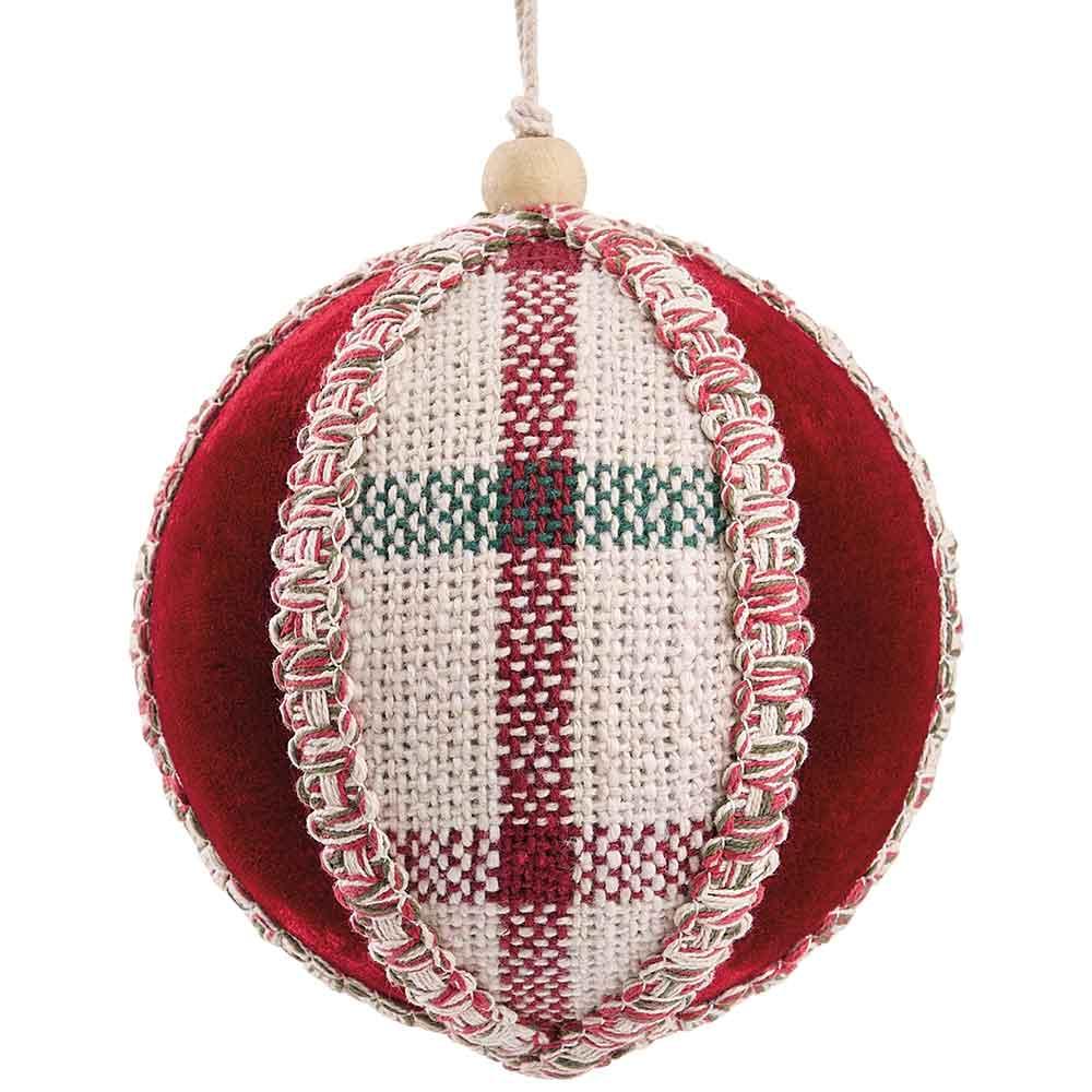 5"Cotton Plaid/Vel Ball Orname
