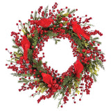 24" Cardinal Berry + Pine Wreath