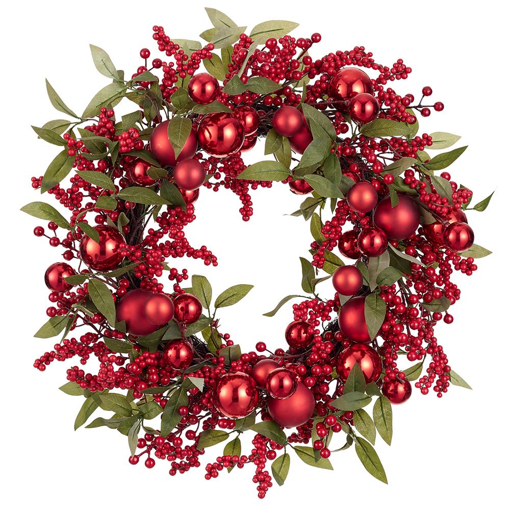 23.5" Ornament  Ball + Berry Wreath