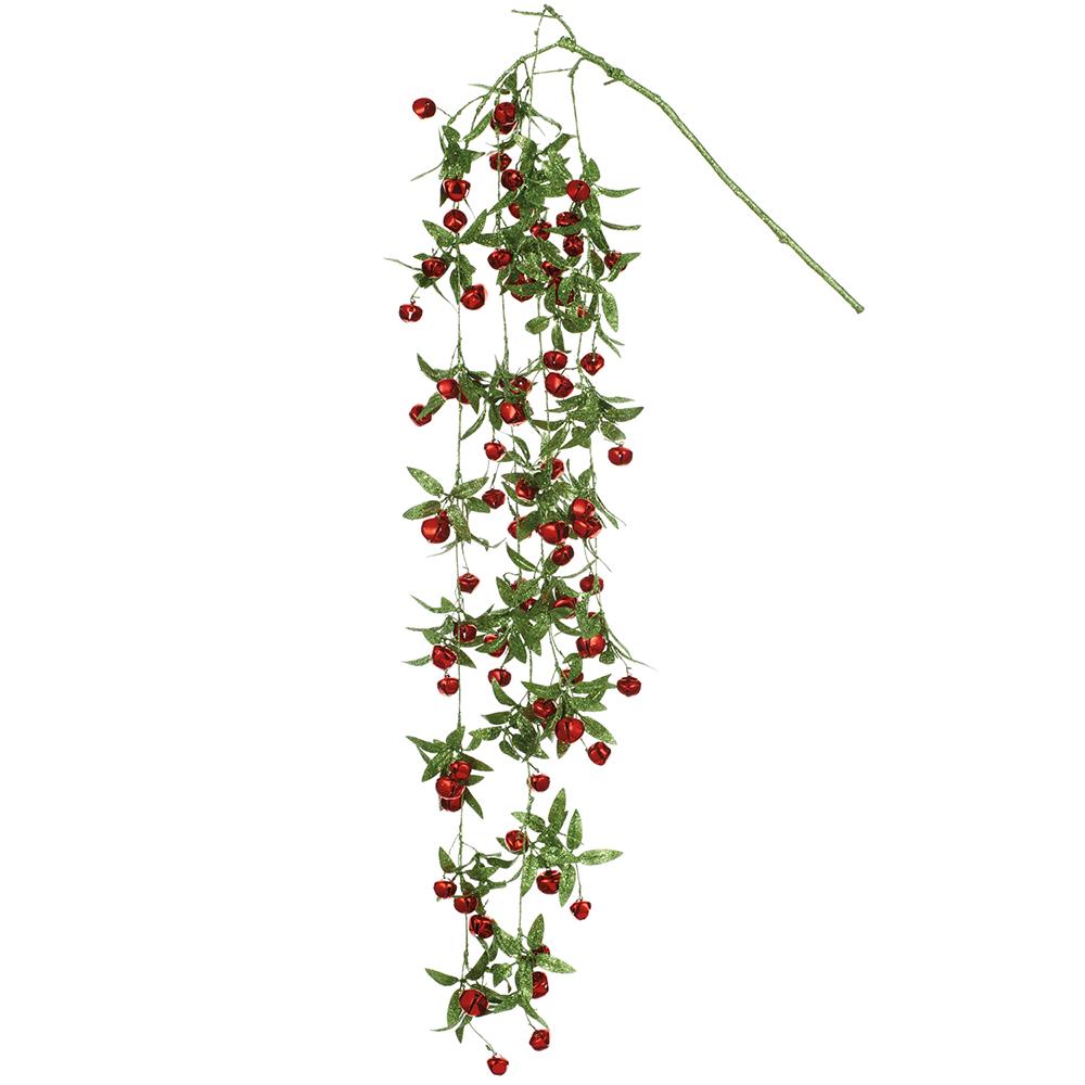 42" Glitter Leaf Spray with Bells