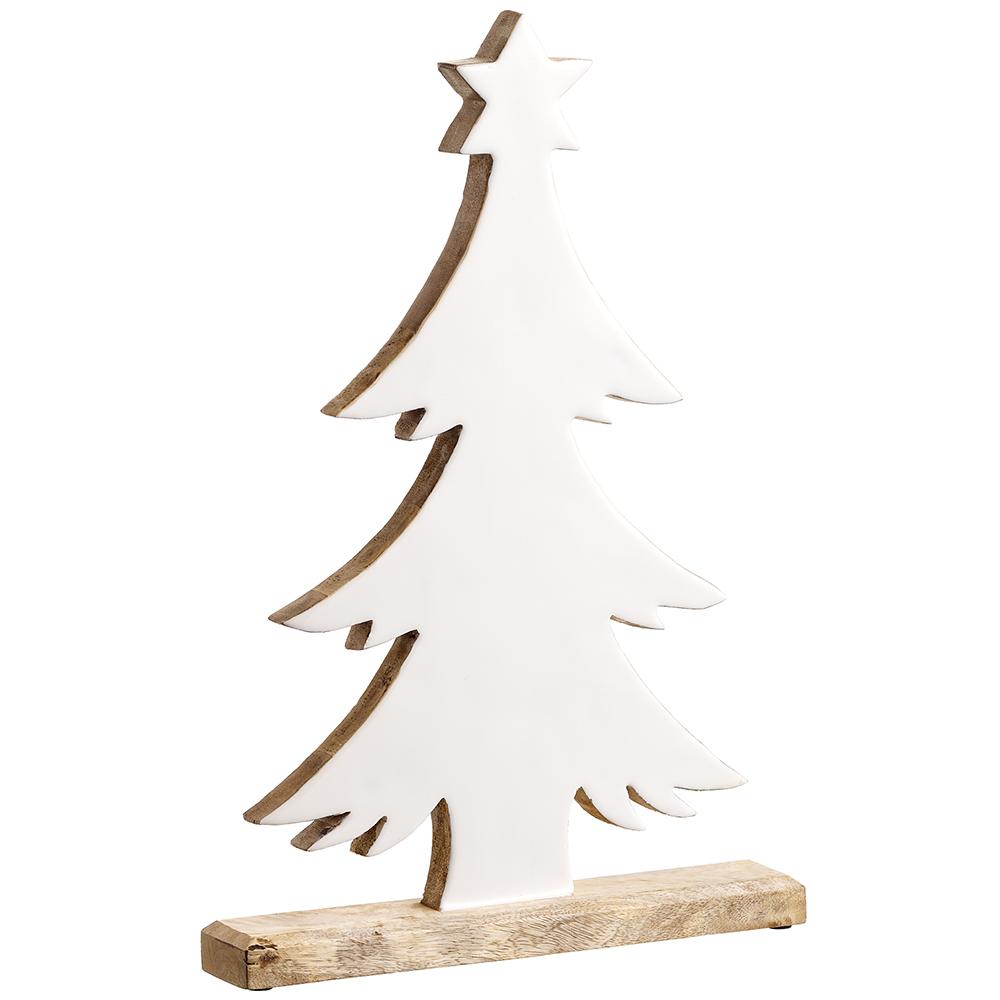 18"Tree Table Top With Star - White