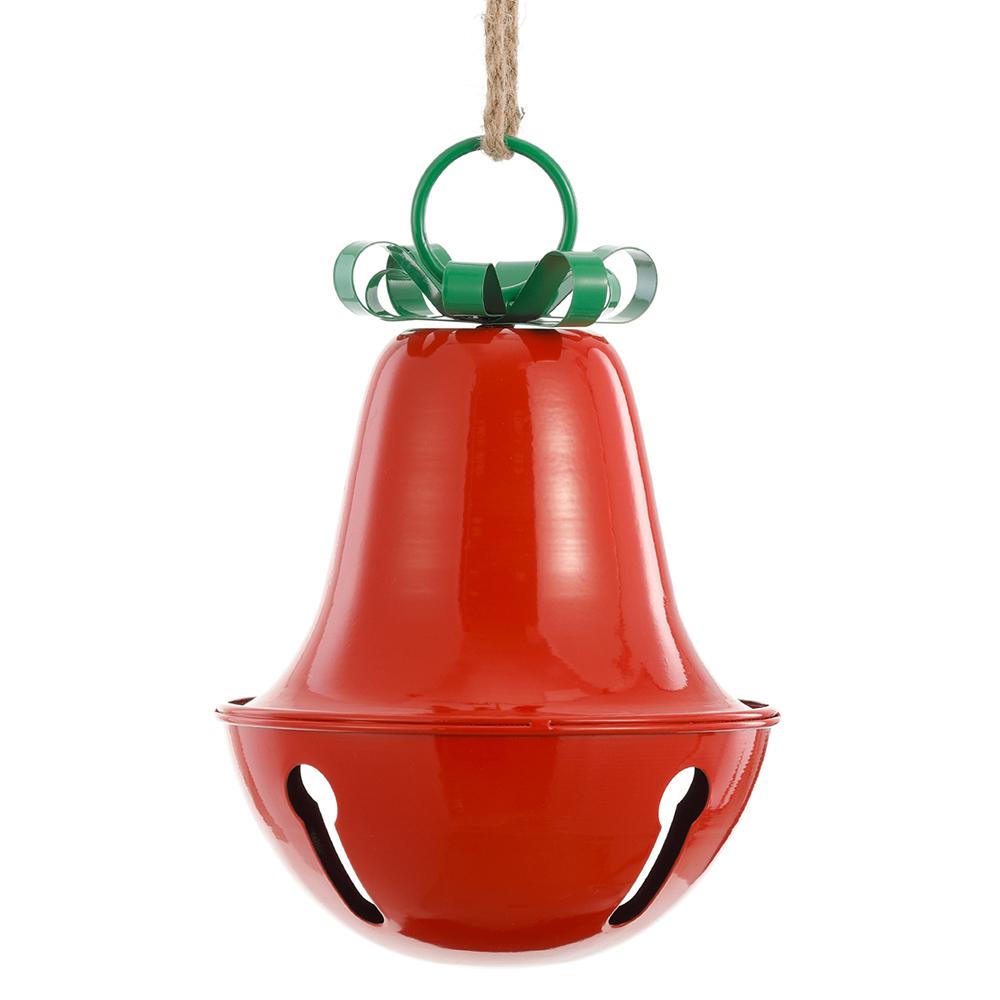 12"  Metal  Bell Ornament  - Red
