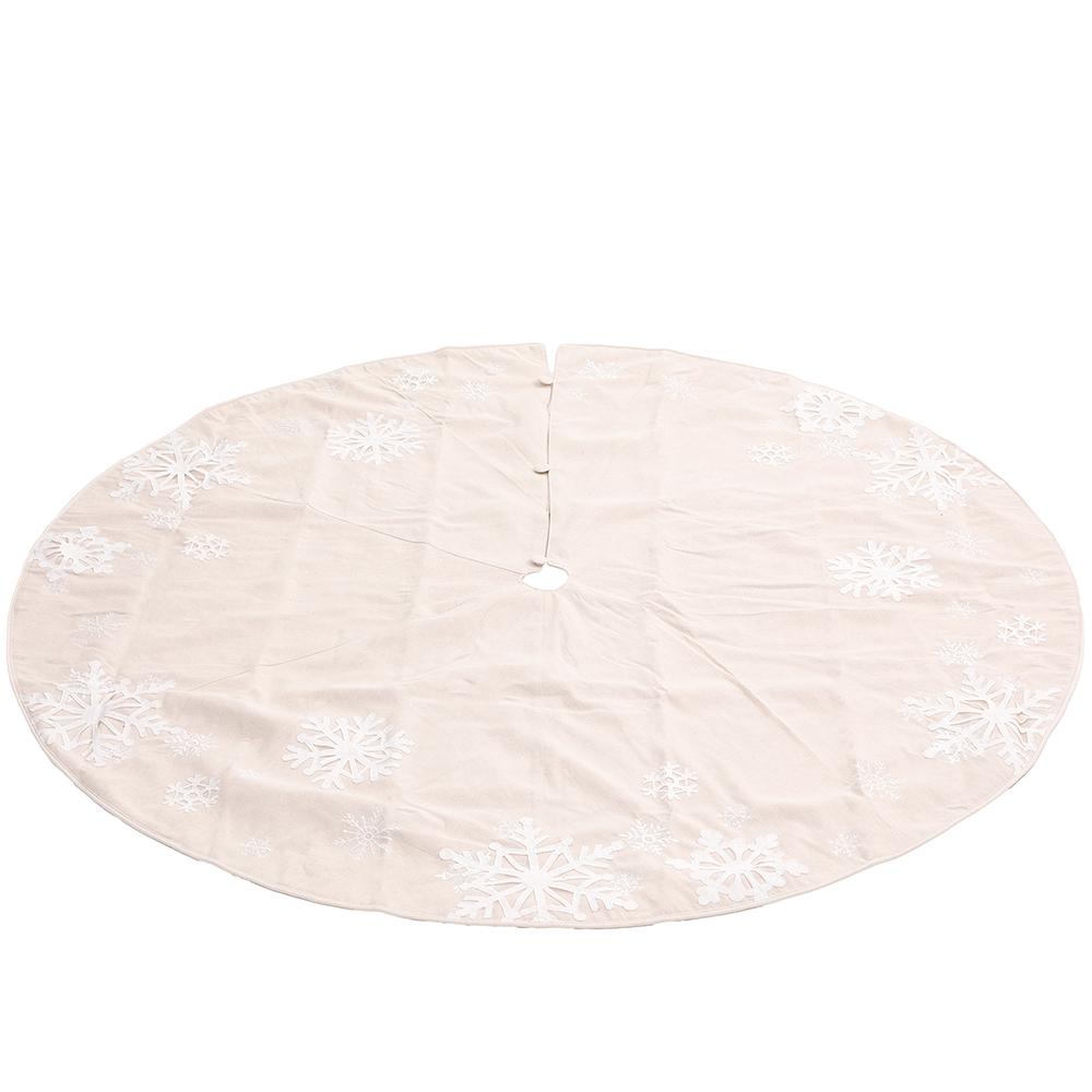 64" White + Cream Snowflake Tree Skirt
