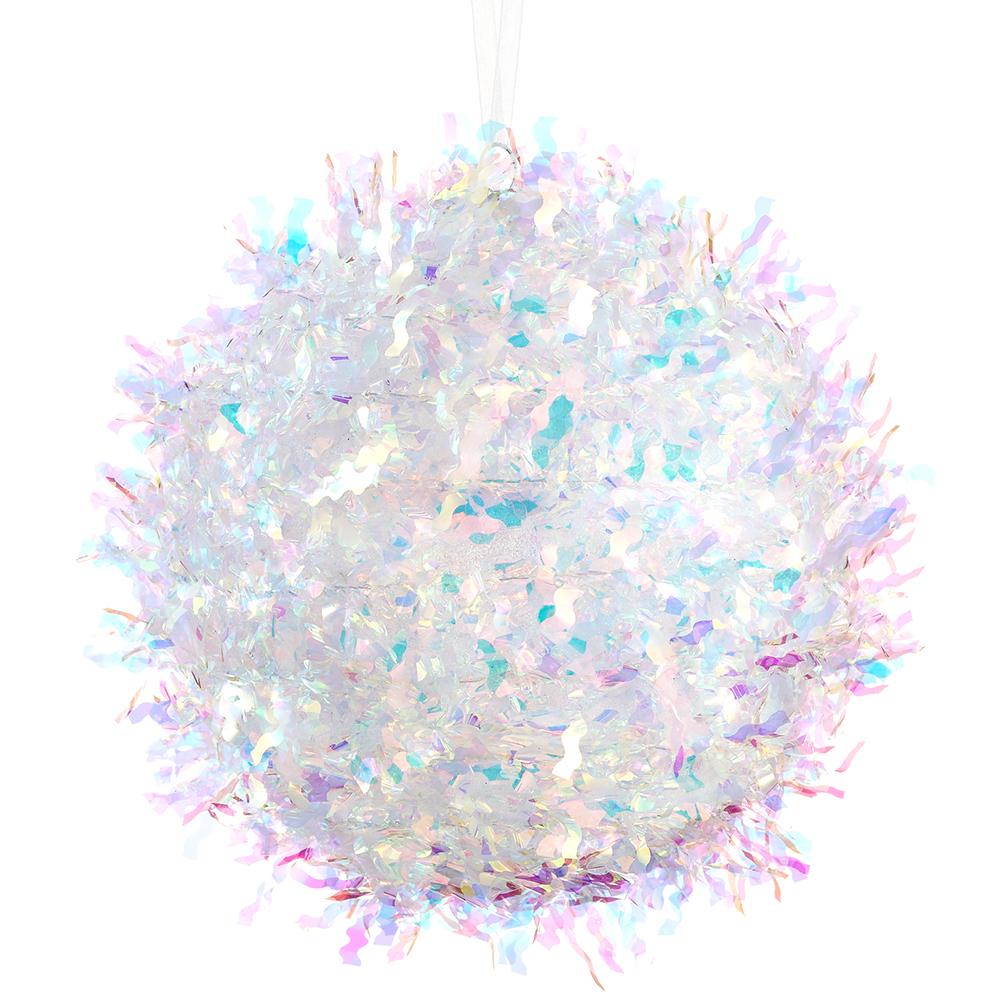 6"  Tinsel Ball Ornament  - Iridescent
