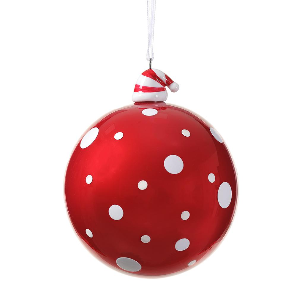 4" Polka Dot Glass  Ball Ornament
