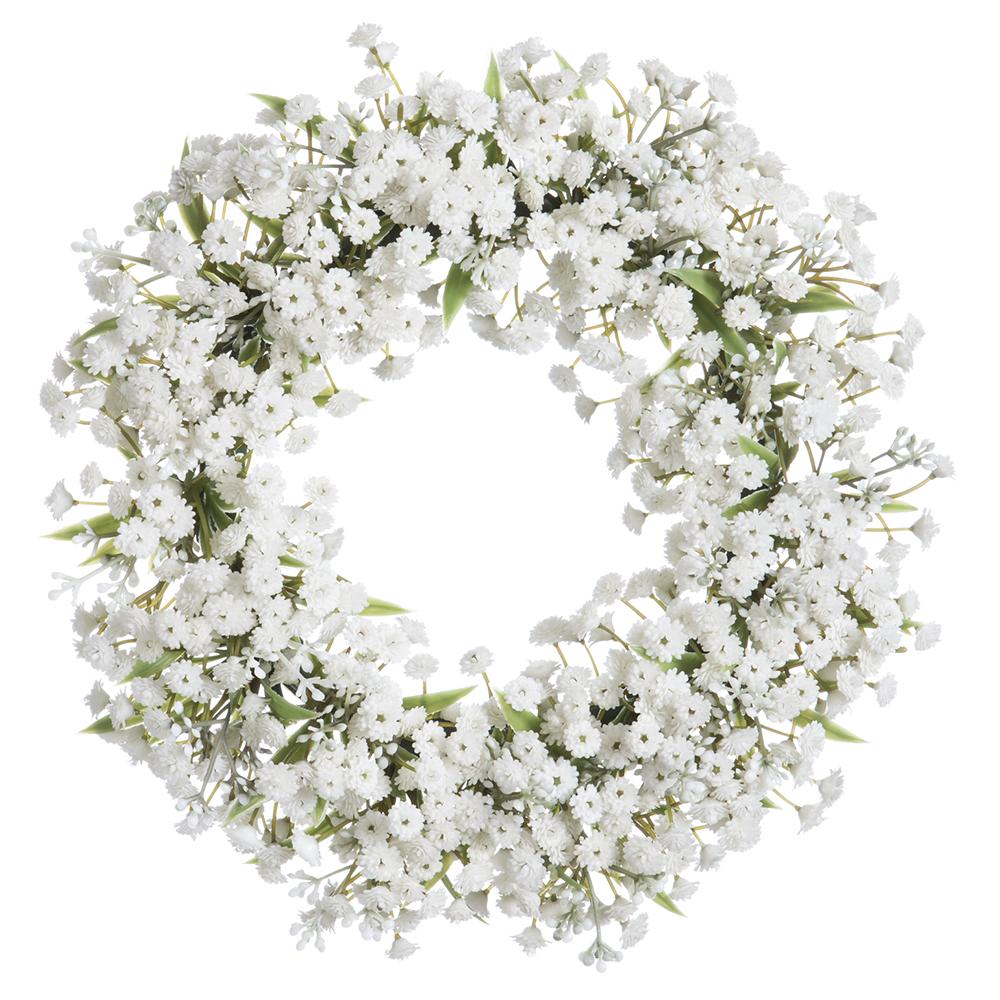 11" White Gypsophila Wreath