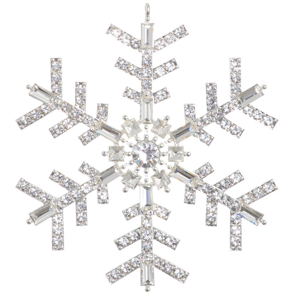 4" Diamond Snowflake Ornament - Clear