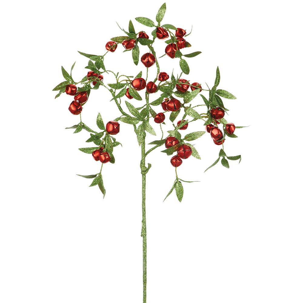 22" Glittered Leaf Spray with Bells