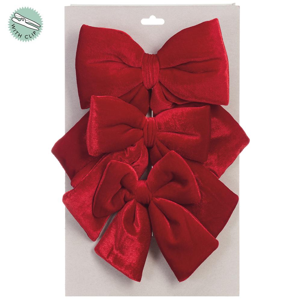 5" -7"  Velvet Bow with Clip - Red