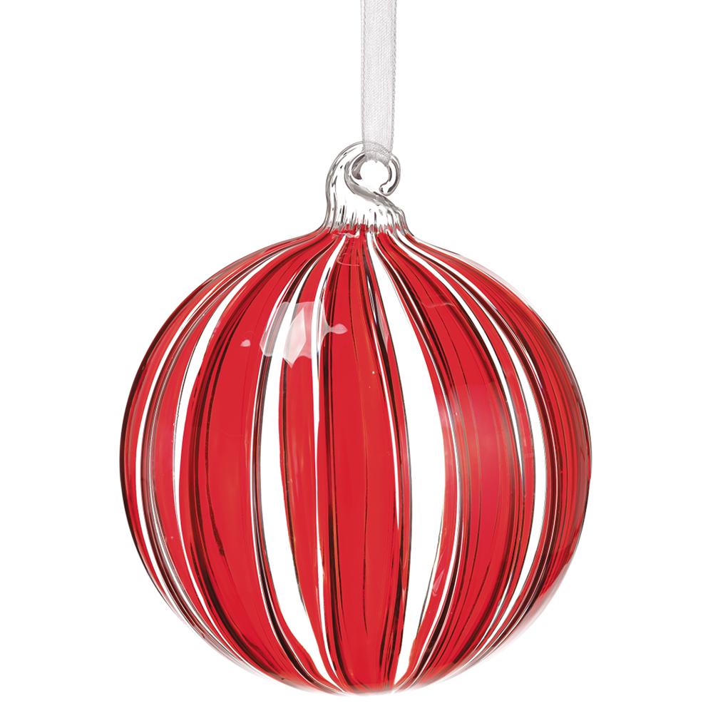 4"Glass Ball Ornament - Red Clear