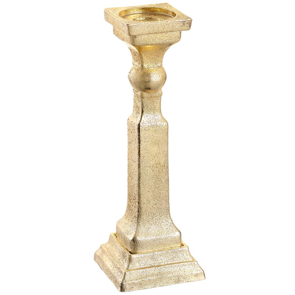 15.75" Glass Candleholder - Gold Antique