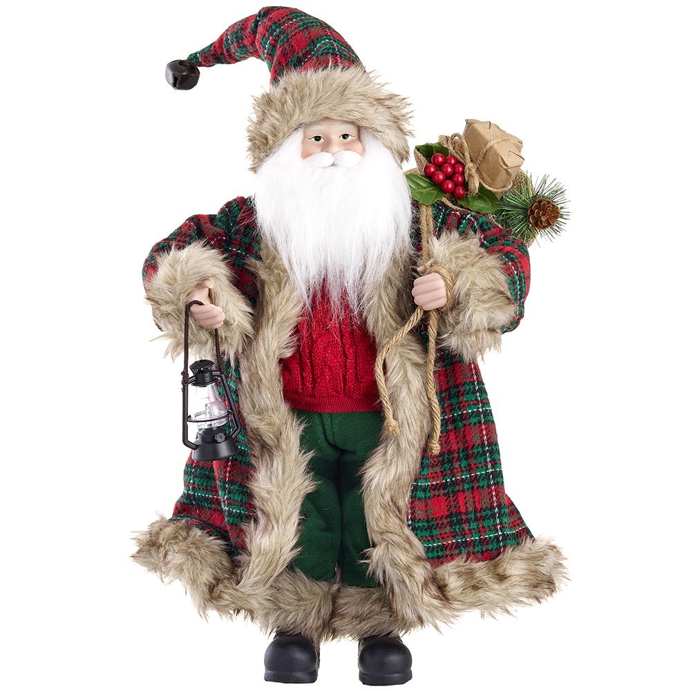 19"Santa Holding A Lantern - Red