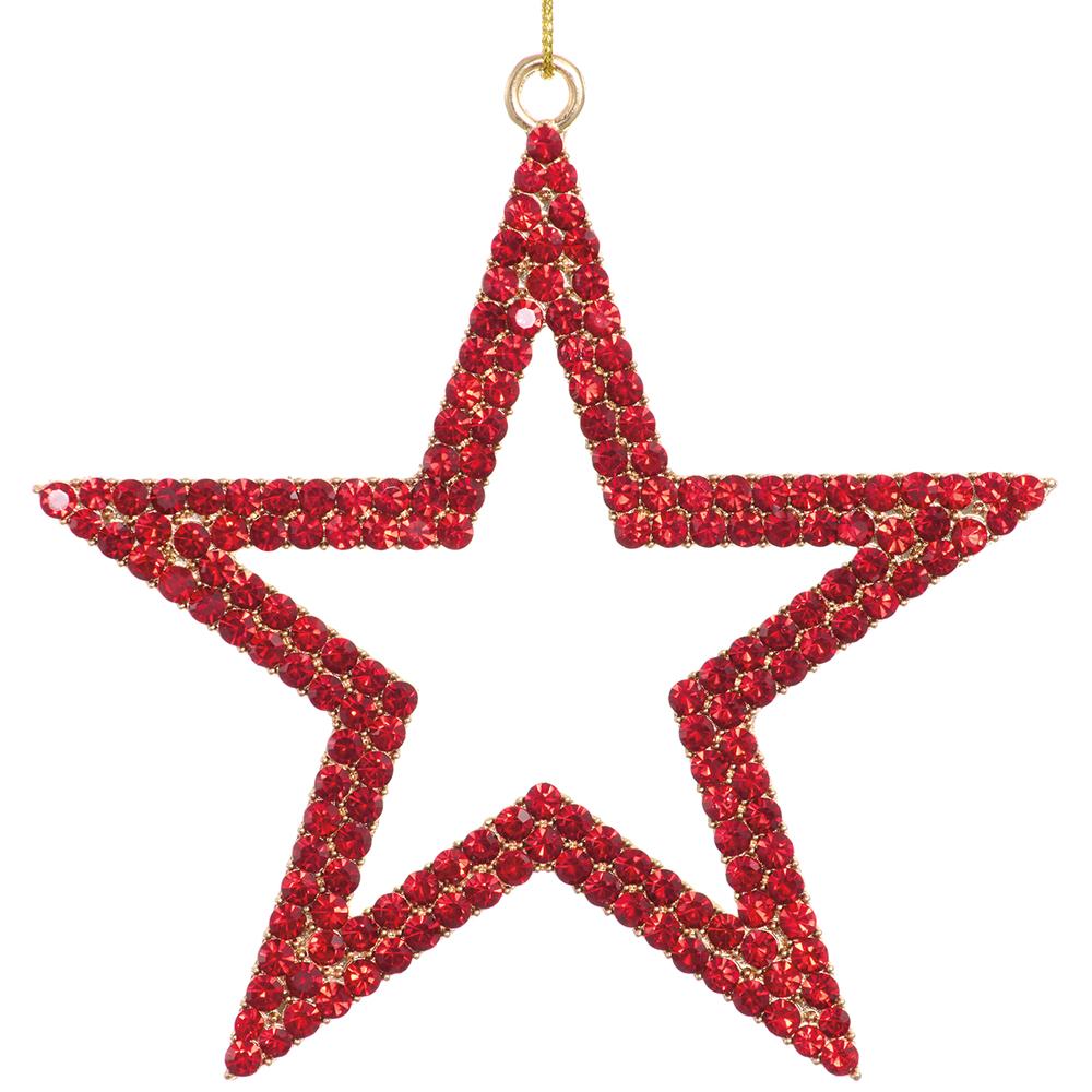 4" Diamond Star Ornament - Red