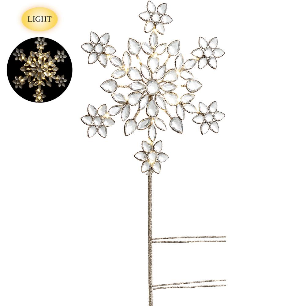 19"Gl.Rh.Snowf.Tree Topper W/L