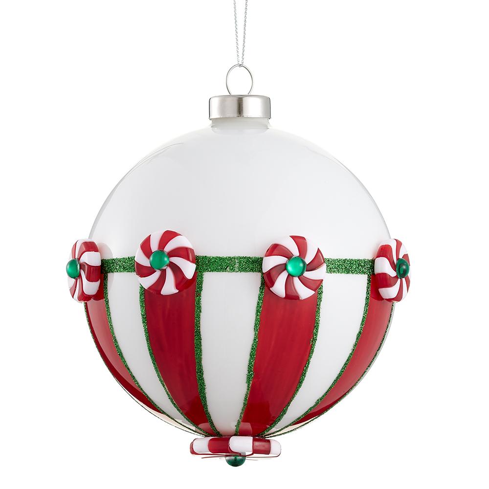 4.75" Candy Glass  Ball Ornament