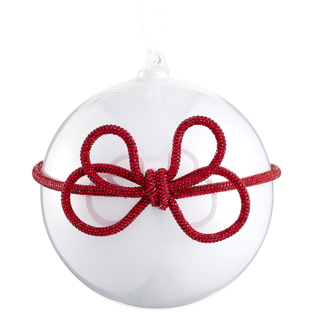6" Glass Ball Ornament with  Diamond Bow