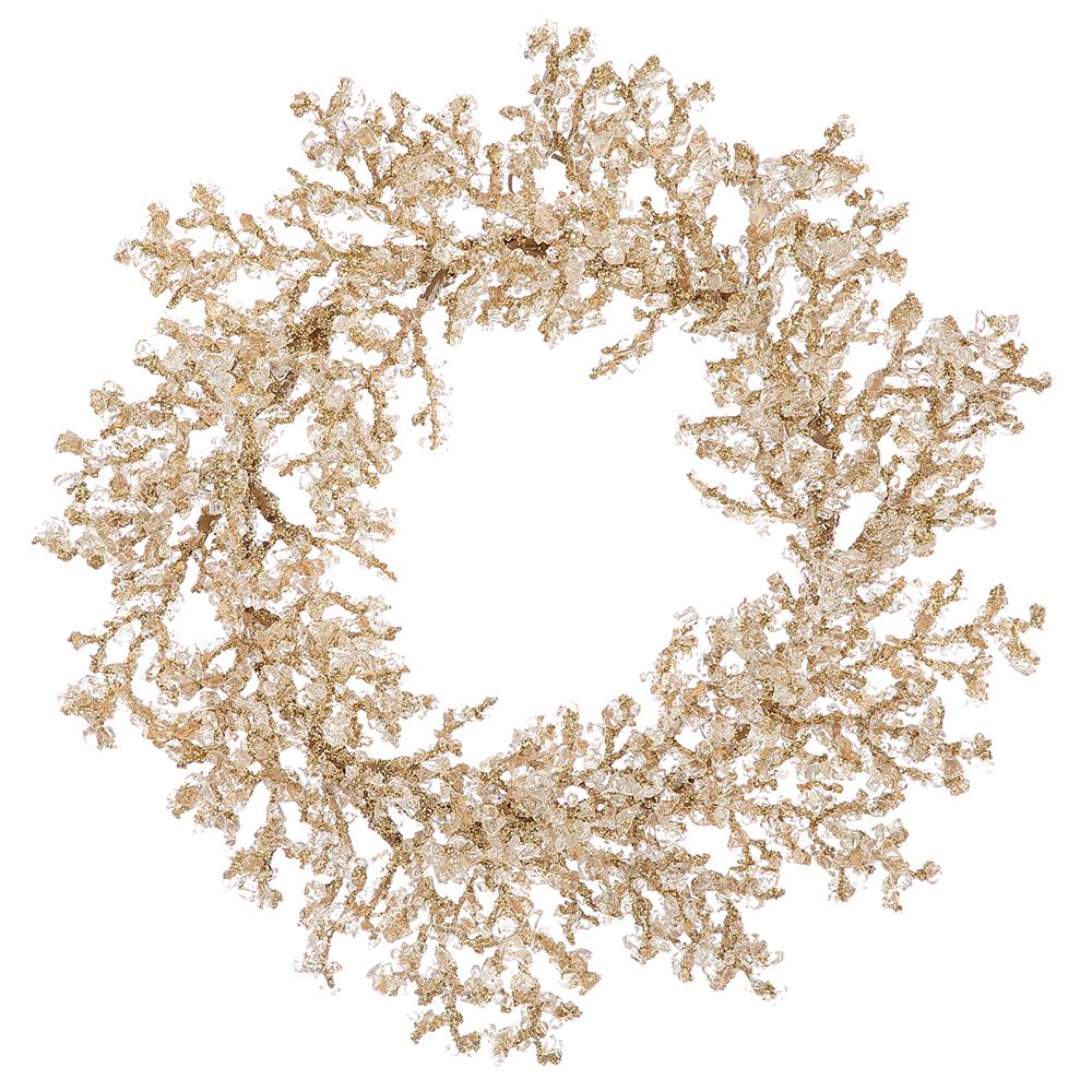 20" Glittered Beaded Wreath  -Gold