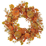 30"  Velvet Pumpkin + Berry Wreath - Orange + Green