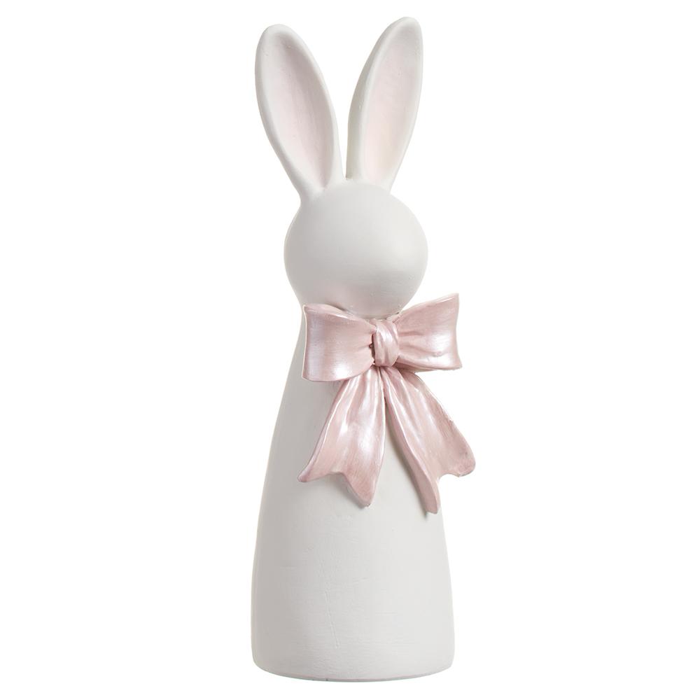 9.5" Bunny White Pink Bow