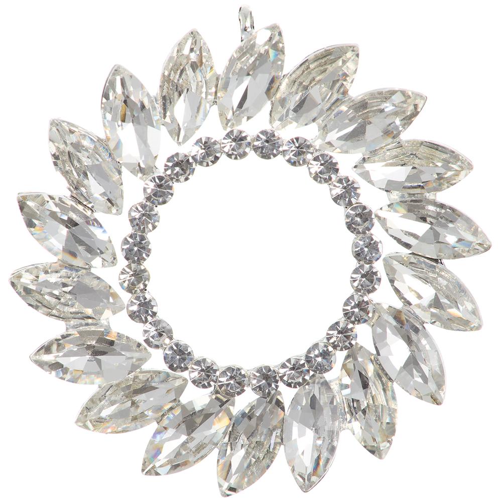 3" Diamond Medallion Ornament - Clear Silver