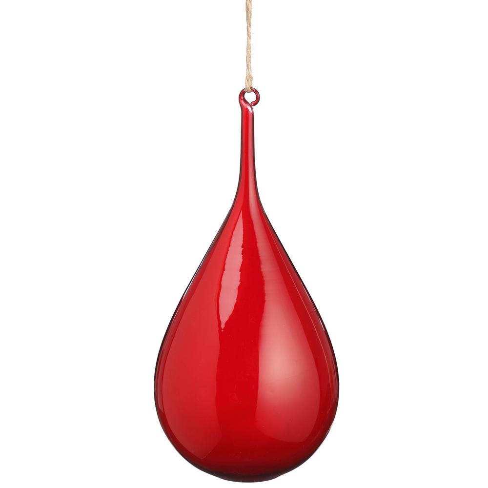 6.5"Glass Teardrop Ornament Dark Red