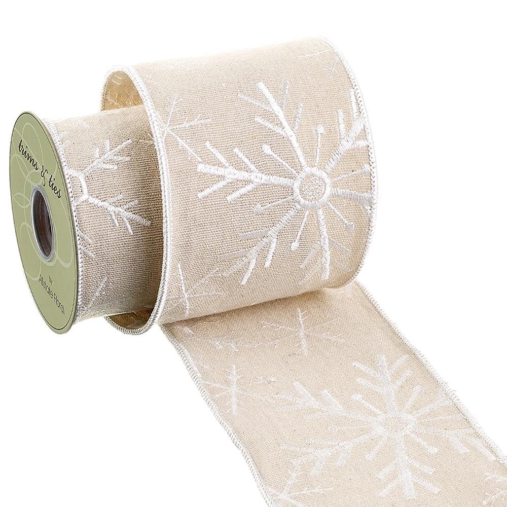 4" WX5YD Snowed Snowflake Ribbon