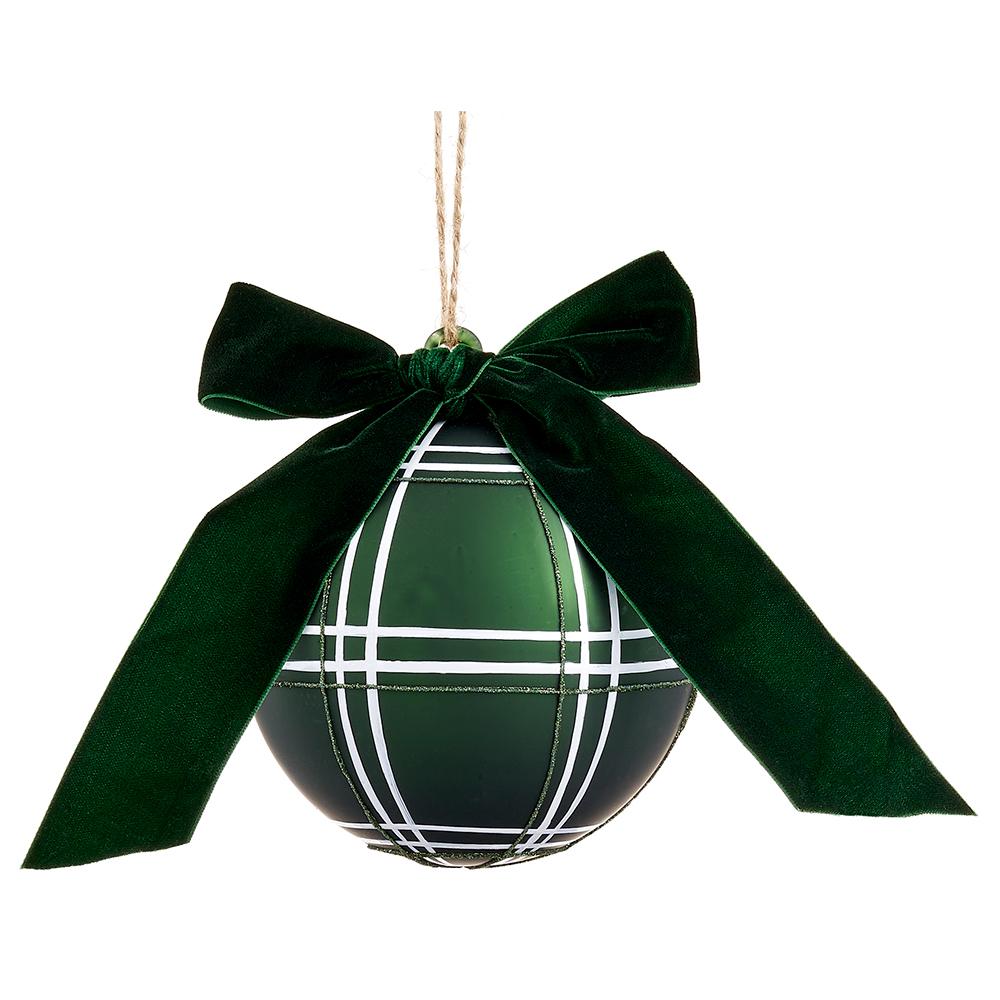 4.75"Plaid Glass Ball Ornament