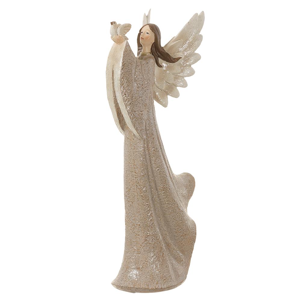 13.5"Glittered Angel Cn/Wh