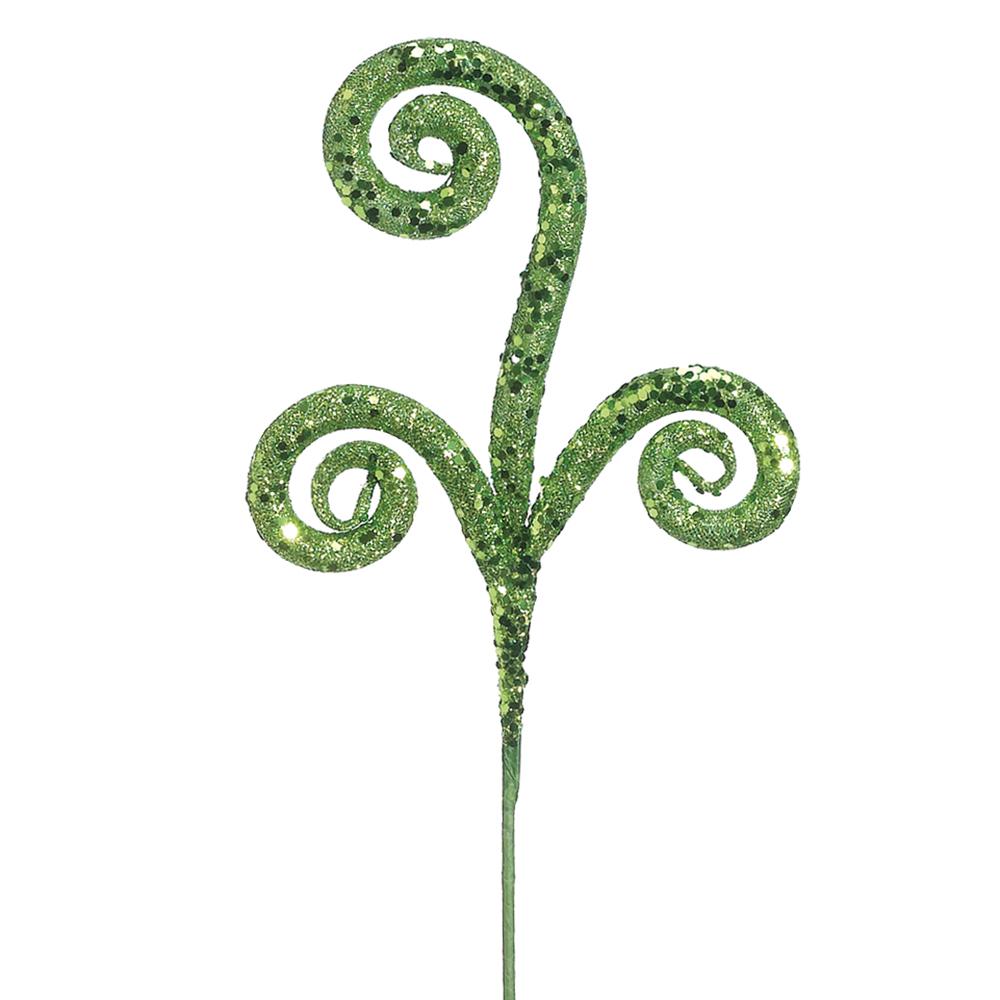 18H8" W Glitter Swirl Pick - Green