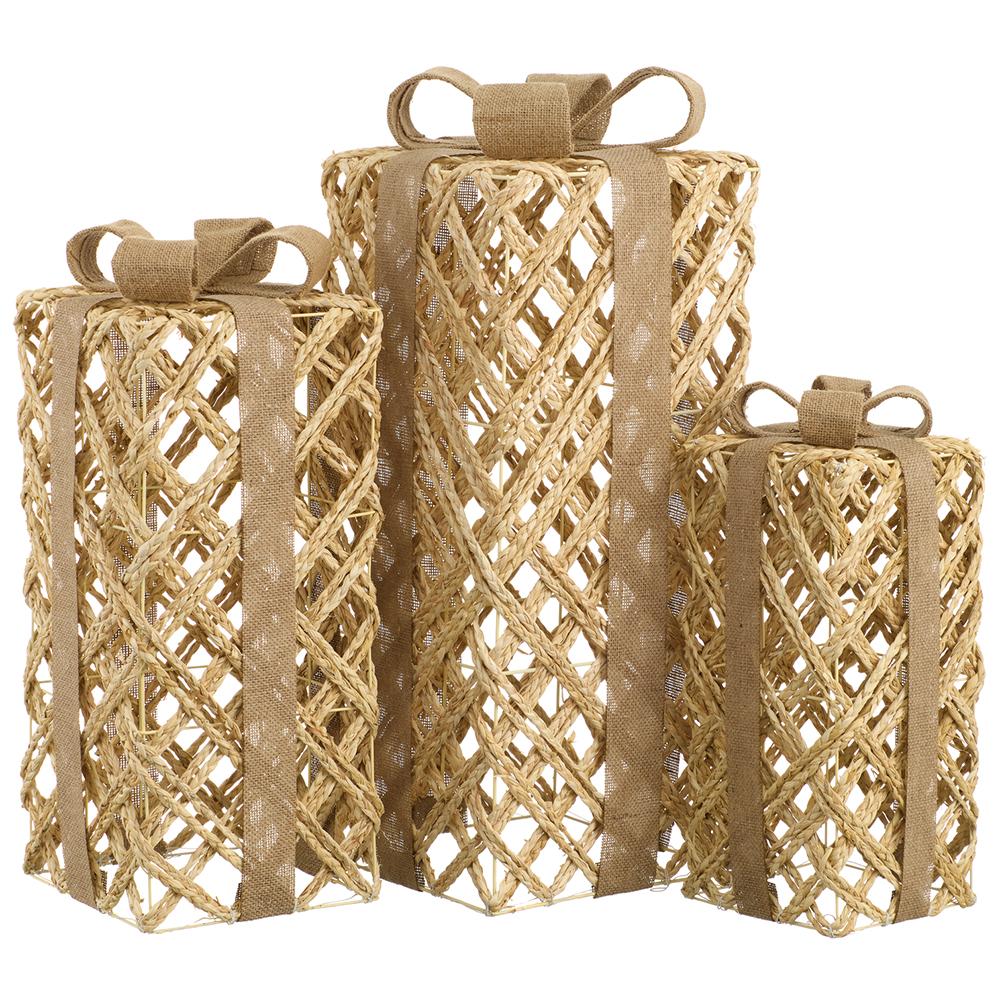 15.5"-25" Jute Gift Box (3/Set) - Beige
