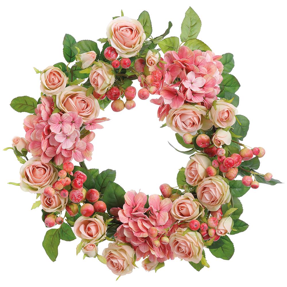 20"Rose + Hydrangea Wreath