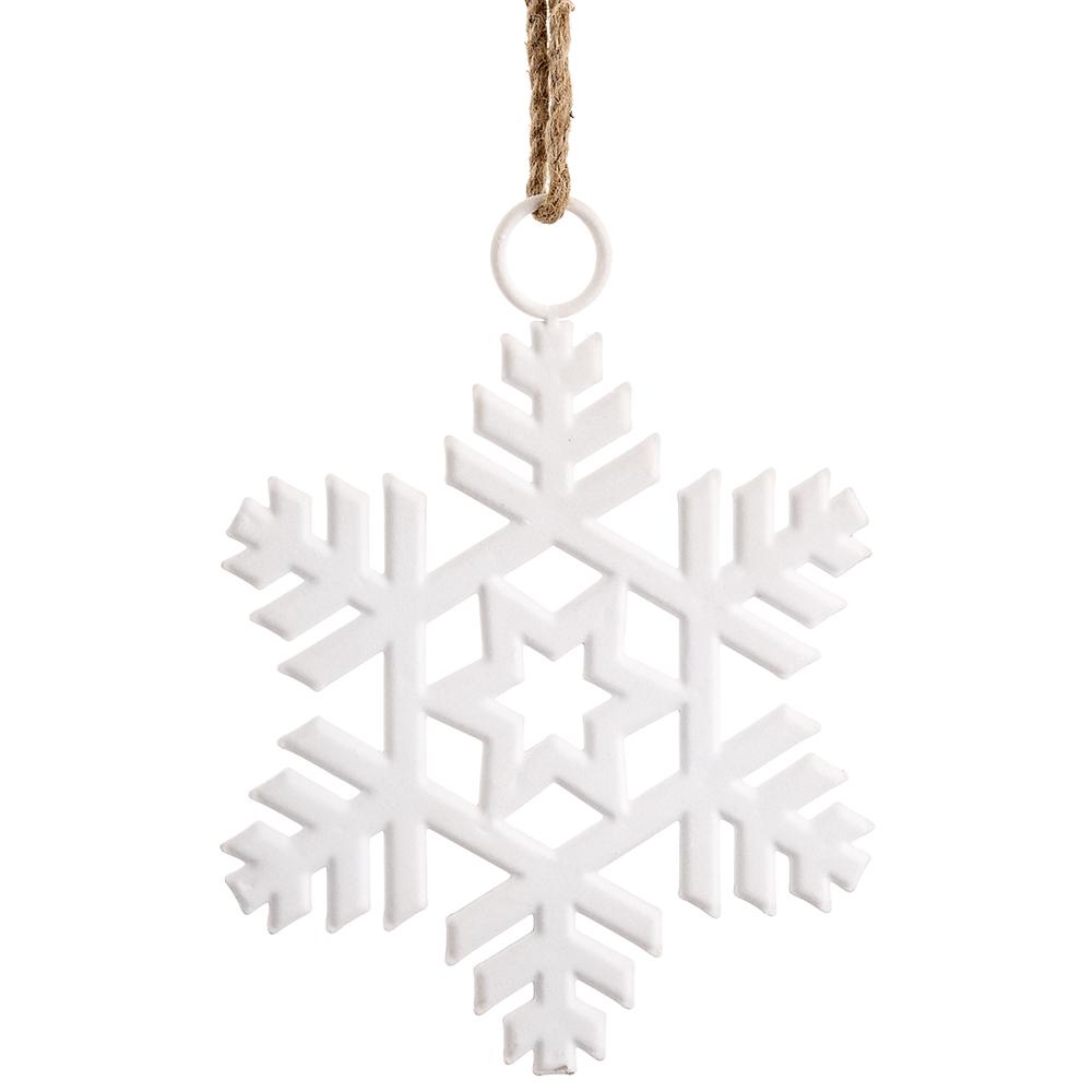 15"Flock Metal Snowflk.Ornamen - White