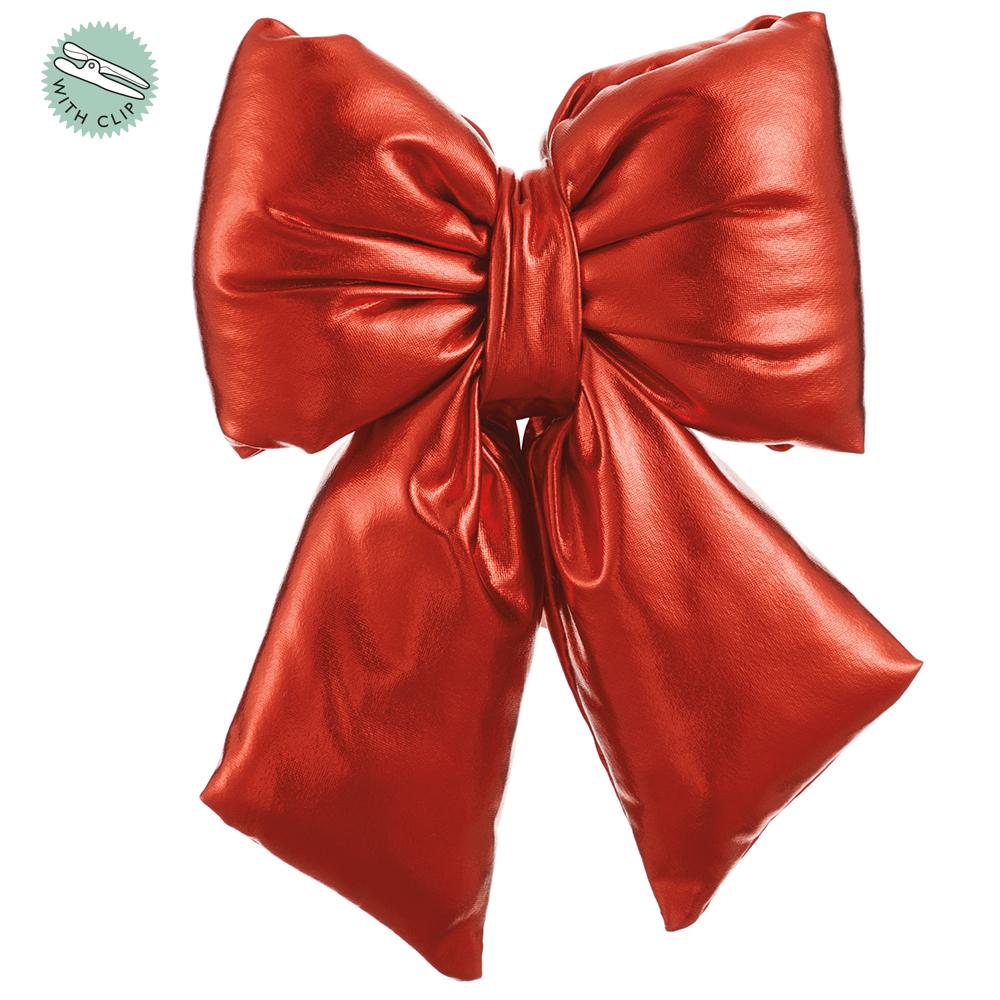8"  Metallic Bow with Clip - Red