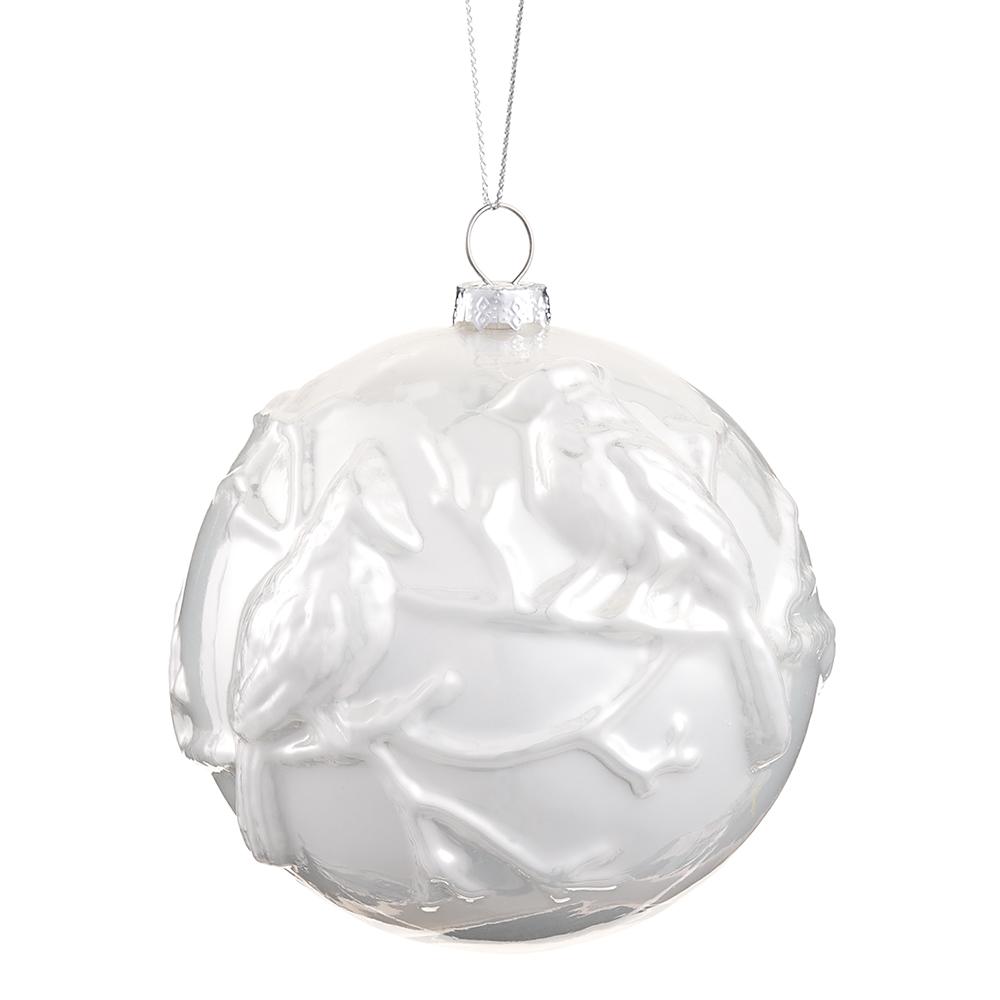 4"Glass Cardinal Ball Ornament